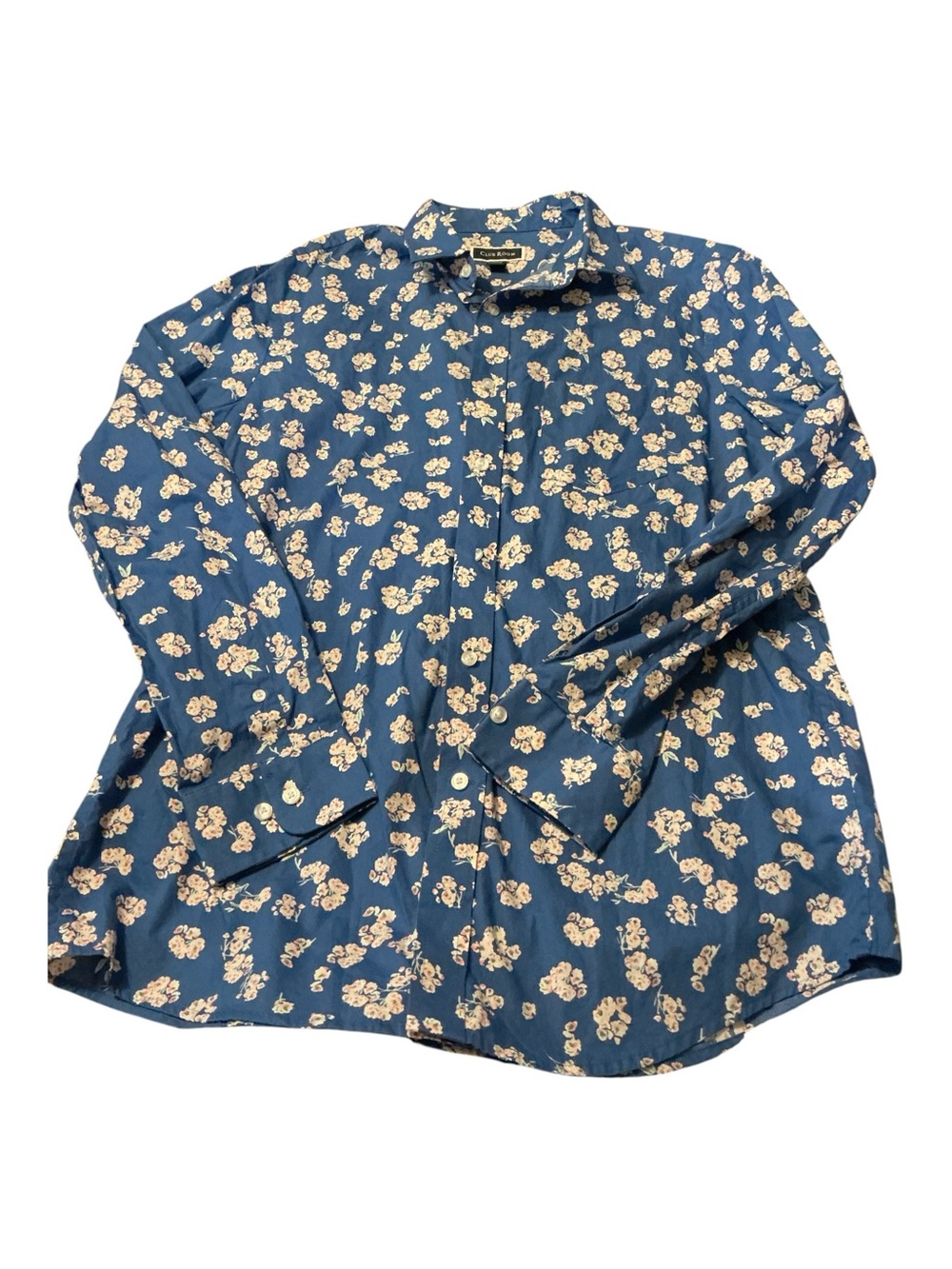 Club Room Blue Floral Print Button-Down Shirt